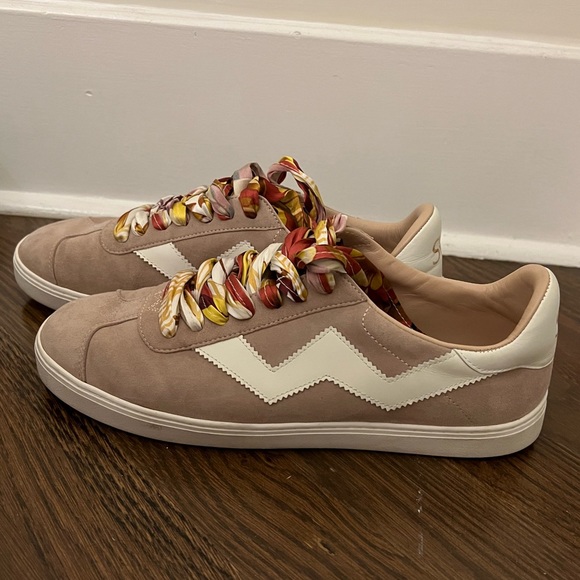 Pink Stuart Weitzman Suede Sneakers With Silk Laces - Picture 2 of 5